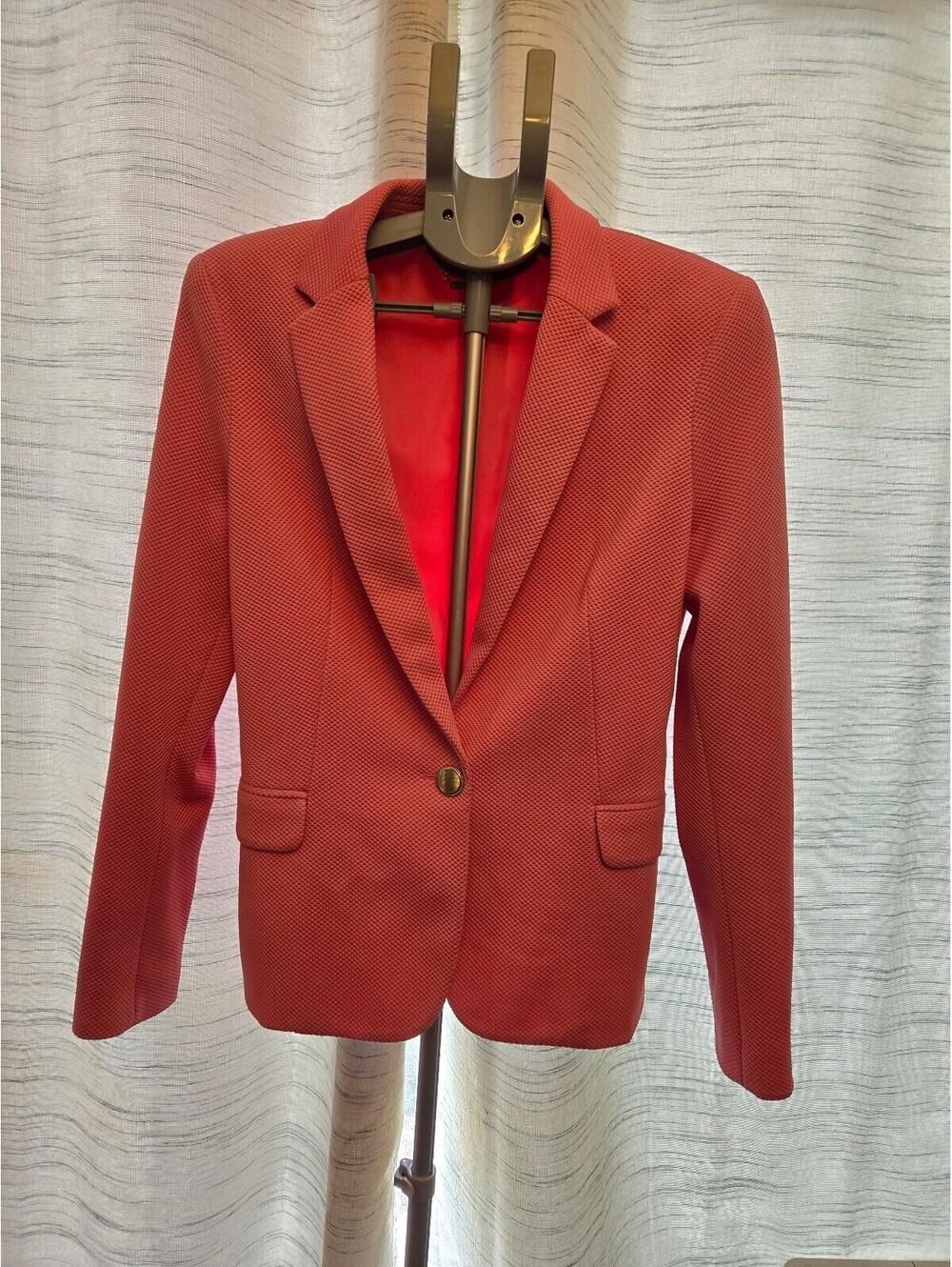IMNYC Women's Pink Textured Blazer Gold Button Career Jacket Size 12 Barbiecore